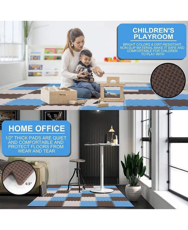 BalanceFrom Fitness Tile Thick Interlocking Puzzle Foam Exercise Play Mat