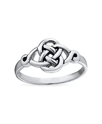 Bling Jewelry Dainty Best Friends Irish Celtic Love Knots Bff Infinity Promise Ring 2MM Band Oxidized .925 Sterling Silver