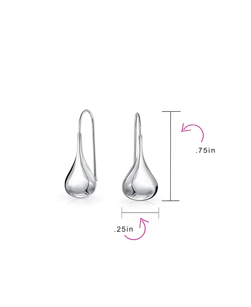 Bling Jewelry Simple Plain Puffed Teardrop Pear Shaped Rain Drop Earrings Fishhook Threader Polish Sterling Silver Inch