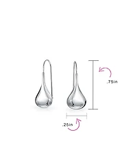 Bling Jewelry Simple Plain Puffed Teardrop Pear Shaped Rain Drop Earrings Fishhook Threader Polish Sterling Silver Inch