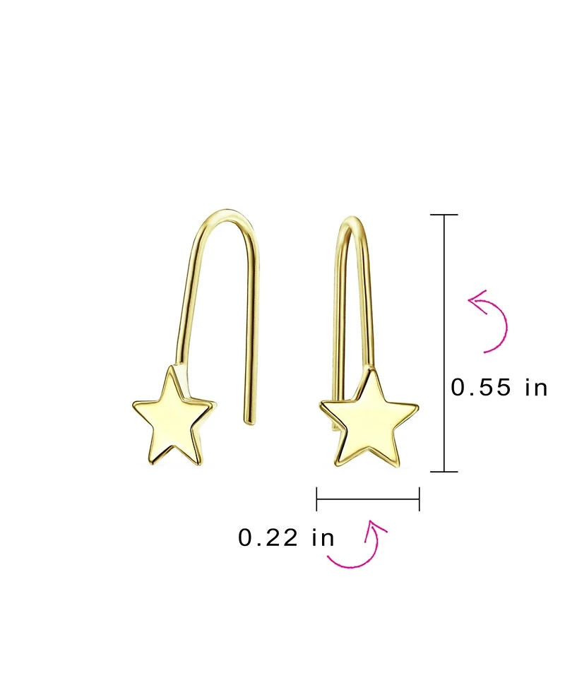 Bling Jewelry Minimalist Tiny Celestial Usa Patriotic Rock Star Threader Earrings 14K Yellow Gold