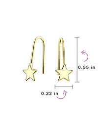 Bling Jewelry Minimalist Tiny Celestial Usa Patriotic Rock Star Threader Earrings 14K Yellow Gold