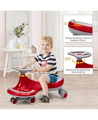 Gymax Wiggle Car Ride-on Toy w/ Flashing Wheels for Toddlers & Kids Pink