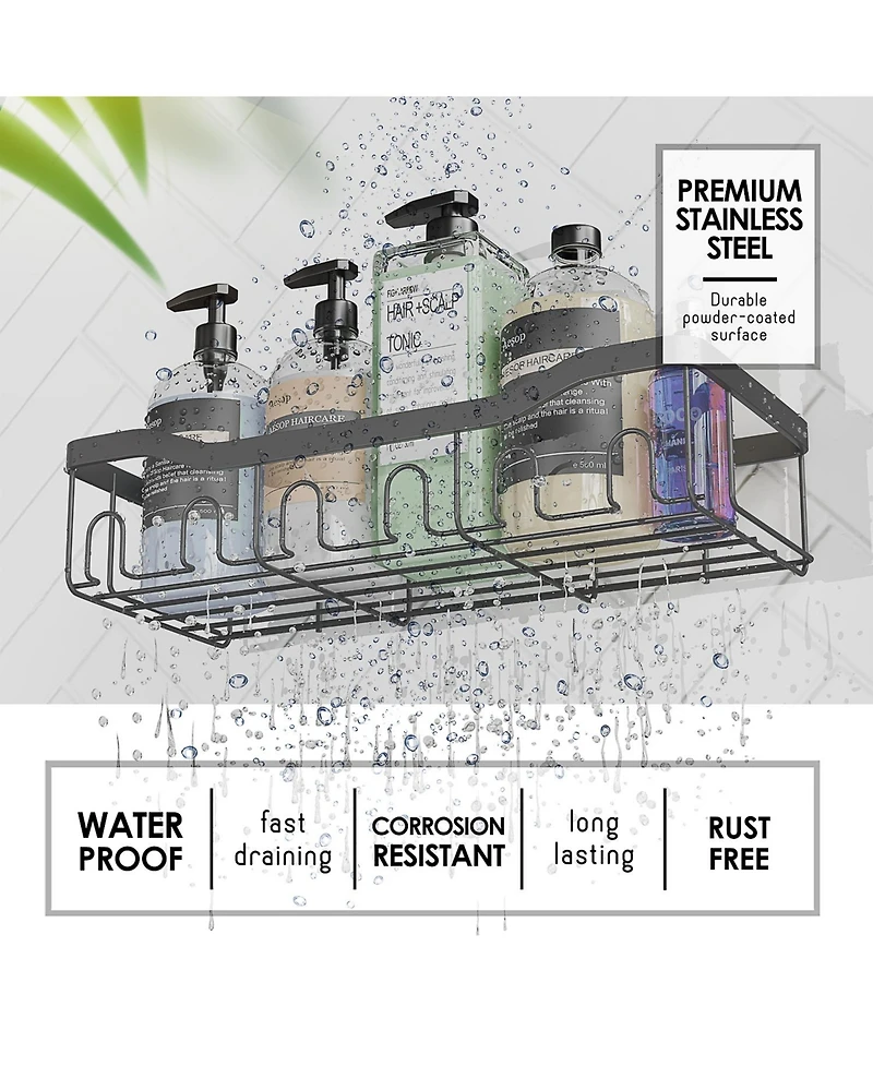 Clara Clark Premium Adhesive Shower Caddy & Bathroom Organizer - Grey