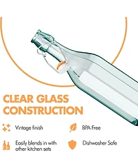 Amici Home Faceted Hermetic Glass Bottle, Large - Set of 2