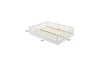 Slickblue Pine Fence Bed with Door and Board, Full Size for Children