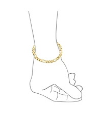 Bling Jewelry Traditional 7MM Flat Figaro Link Bracelet 180 Gauge Shinny Polished Yellow Gold Plated Brass