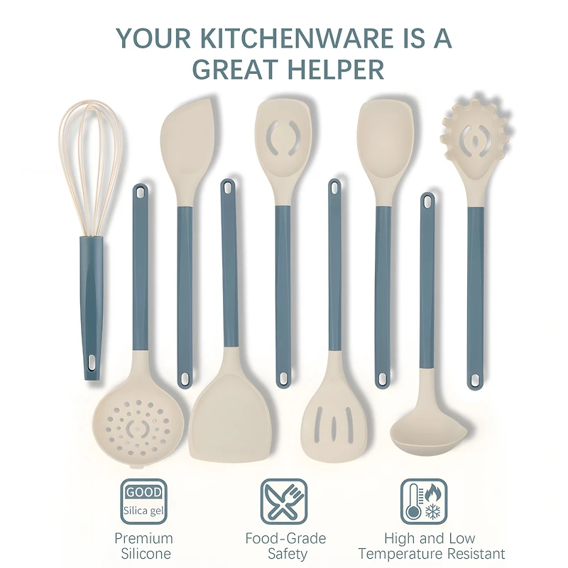 Sugift 20-Piece Silicone Kitchen Utensils Set and Knives Set with Block