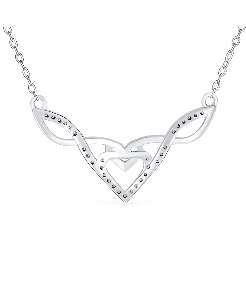 Bling Jewelry Good Luck Friendship Cz Accent Heart Trinity Irish Love Knot Infinity Celtic Necklace Collar Pendant Couples .925 Sterling Silver