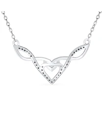 Bling Jewelry Good Luck Friendship Cz Accent Heart Trinity Irish Love Knot Infinity Celtic Necklace Collar Pendant Couples .925 Sterling Silver
