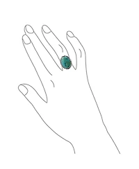 Bling Jewelry Leaf Large Oval Natural Turquoise Statement Ring .925 Sterling Silver