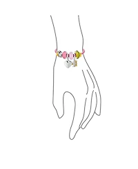 Bling Jewelry #1 Mom Family Heart Theme Beads Multi Charm Bracelet .925 Sterling Silver Pink Leather European Barrel Snap Clasp Bracelets 6.5 7 7.5 8