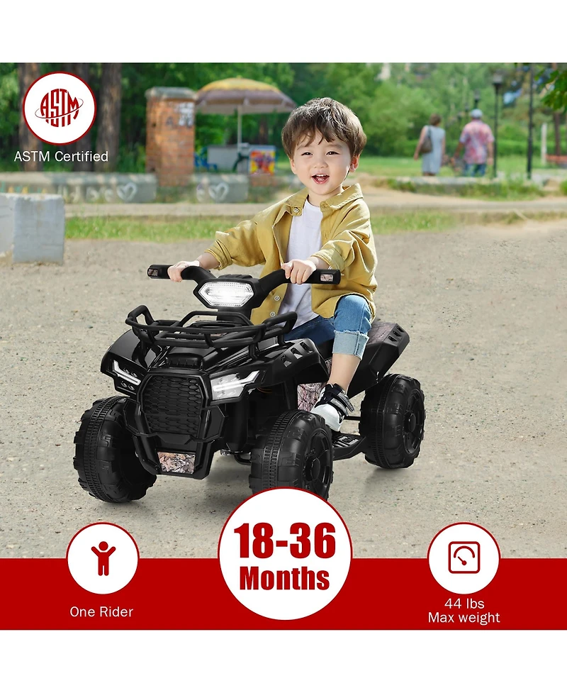 6V Kids Atv Quad Electric Ride On Car Toy Toddler with Led Light MP3