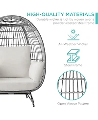 Best Choice Products Wicker Egg Chair Oversized Indoor Outdoor Patio Lounger w/ Steel Frame, 440lb Capacity