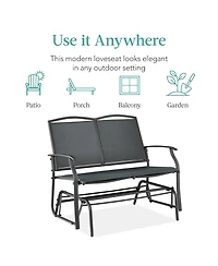 Best Choice Products 2-Person Outdoor Swing Glider, Steel Patio Loveseat, Bench Rocker w/ Armrests