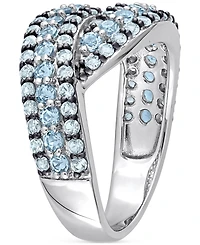 Amethyst (4/5 ct. t.w.) & Rose De France (3/4 Swirl Ring Sterling Silver (Also available Garnet, Pink Sapphire Blue Topaz)