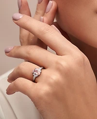 Morganite (1-1/7 ct. t.w.) and Diamond (1/20 Ring 18k Rose Gold Over Sterling Silver (Also available Aquamarine)