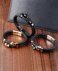 Rhona Sutton Black Reaper Leather Stainless Steel Bracelet