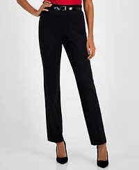Kasper Women's Compression High-Rise Belted Bootcut Pants, Regular & Petite