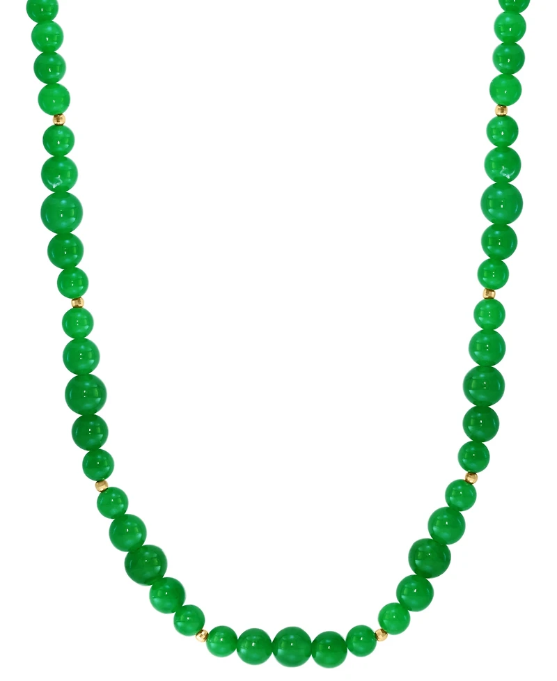 Effy Dyed Green Jade & Polished Bead Collar Necklace in 14k Gold, 16" + 2" extender