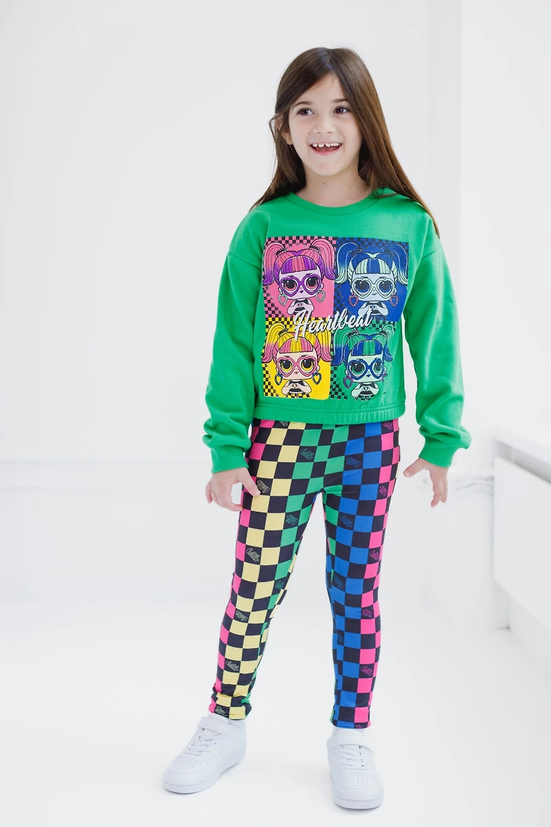 L.o.l. Surprise! Girls French Terry Sweatshirt and Leggings Outfit Set