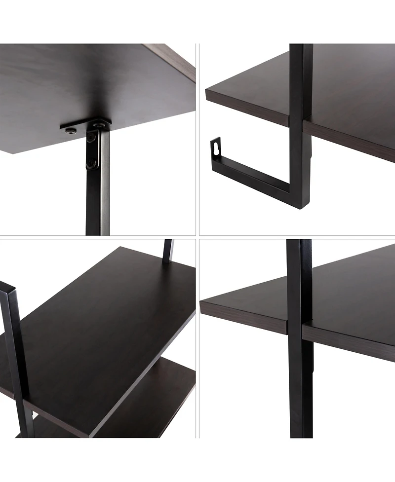 Madera Industrial -Shelf Wood Wall-Mounted Open Ladder Bookcase