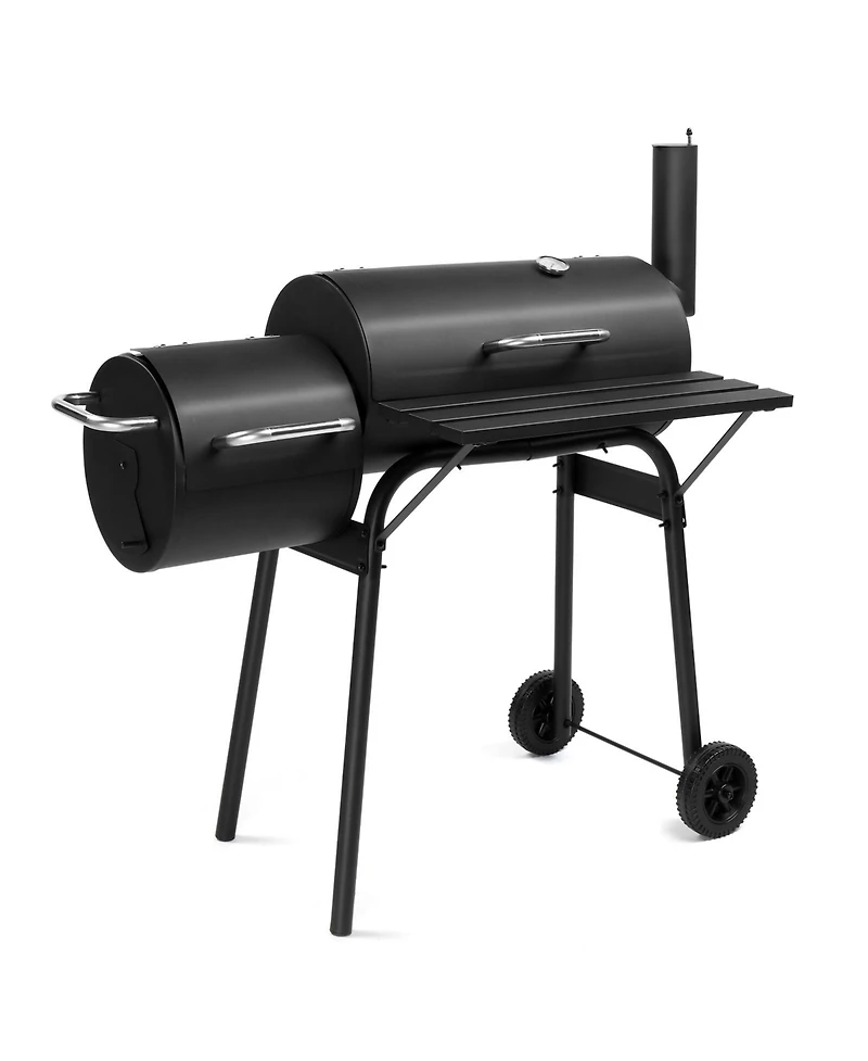 Slickblue Barrel Charcoal Grill with Offset Smoker for Smoky Bbq Flavors