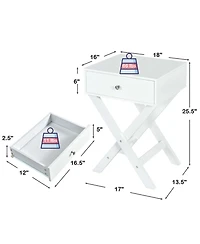 Gymax Set of 2 X-Shaped Nightstand Side End Table Bedside Table w/ Drawer White