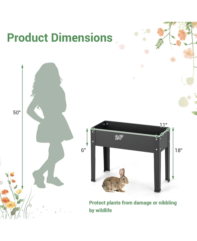 Sugift Metal Raised Garden Bed with Legs and Drainage Hole for Vegetable Flower