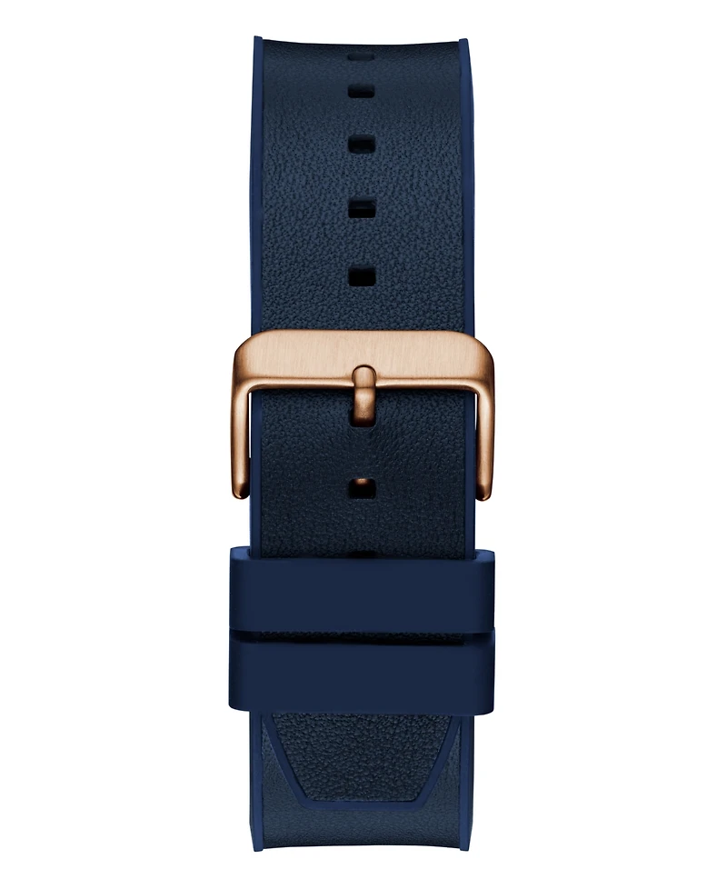 Guess Men's Multi-Function Blue Genuine leather or Silicone Watch 44mm