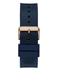 Guess Men's Multi-Function Blue Genuine leather or Silicone Watch 44mm