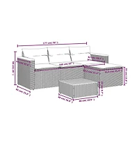 vidaXL 3 Piece Patio Sofa Set with Cushions Gray Poly Rattan