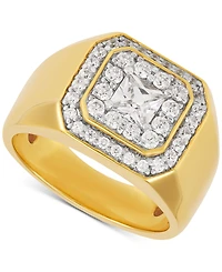 Grown With Love Men's Lab Grown Diamond Princess & Round Halo Ring (1-1/2 ct. t.w.) in 10k Gold