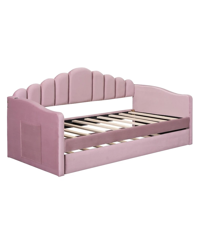 Slickblue Twin Size Upholstered Daybed with Trundle – Versatile Bed for Extra Sleeping Space