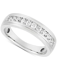 Grown With Love Men's Lab Diamond Channel Band (1/2 ct. t.w.) Set 10k White Gold