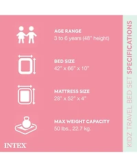 Intex Kids Travel Air Mattress Inflatable Bed with Raised Sides and Hand Pump