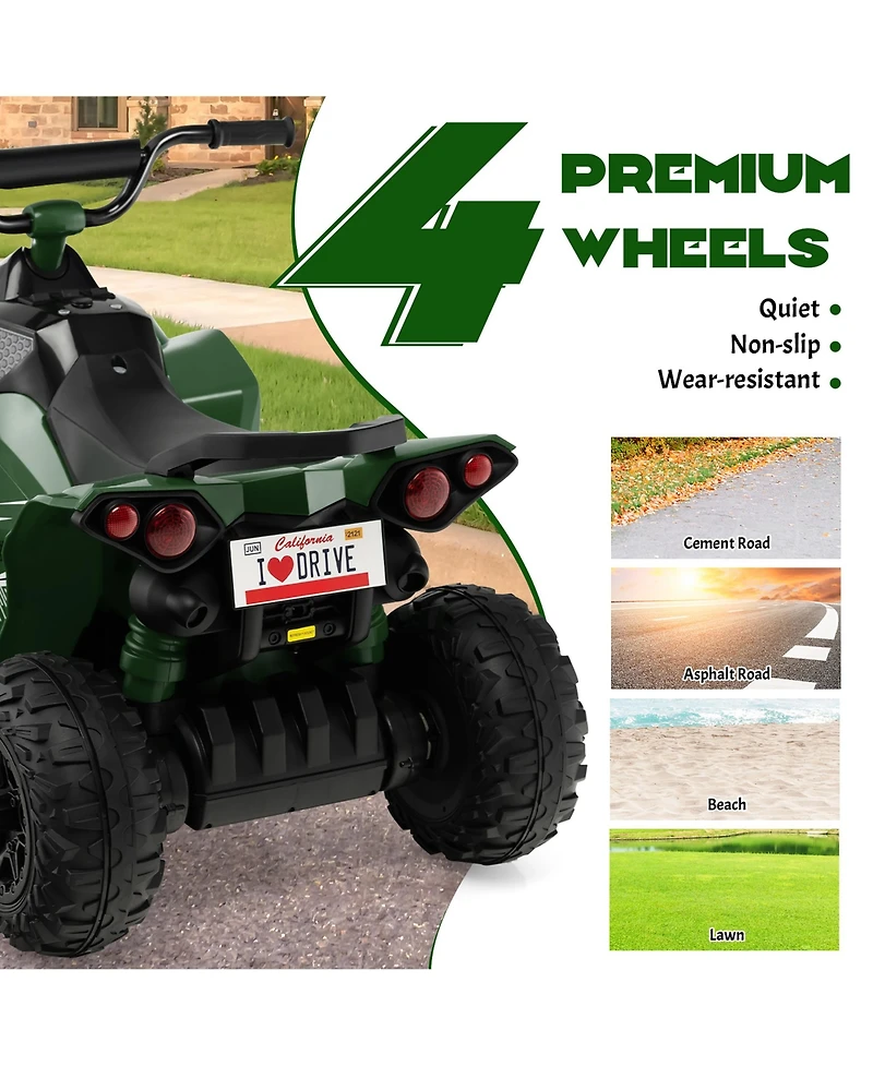 12V Battery Powered Kids Ride On Atv Electric 4-Wheeler Quad Car with MP3 & Ligh