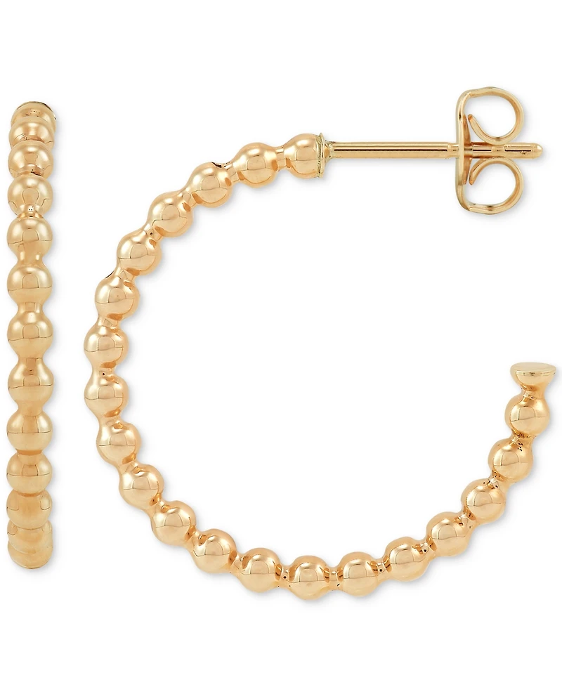 2-Pc. Set Polished & Beaded Small Hoop Earrings in 10k Gold, 1/2" & 3/4"