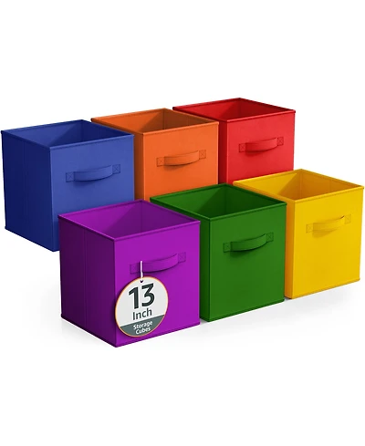 Sorbus 6 Pack 13 Inch Foldable Storage Cubes with Handles- for Organizing Home, Shelves, Nursery, Playroom