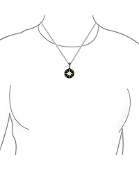 Bling Jewelry Viking Disc Medallion Black Gold Plated Compass Pendant Necklace Sterling Silver Chain