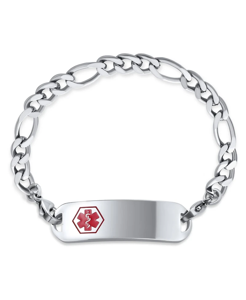 Bling Jewelry Lightweight Blank Identification Medical Id Link Bracelet Stainless Steel 8.5in