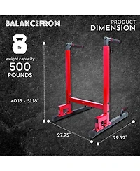 BalanceFrom Fitness BalanceFrom Multi-Function Home Gym Exercise Dip Stand, 500lb Capacity, Red