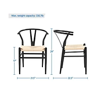 Yaheetech Set of 2 Weave Arm Chair Mid-Century Metal Dining Chair