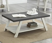 Streamdale Furniture Two-Tone Wood Shelf Coffee Table in Weathered Charcoal and Beige