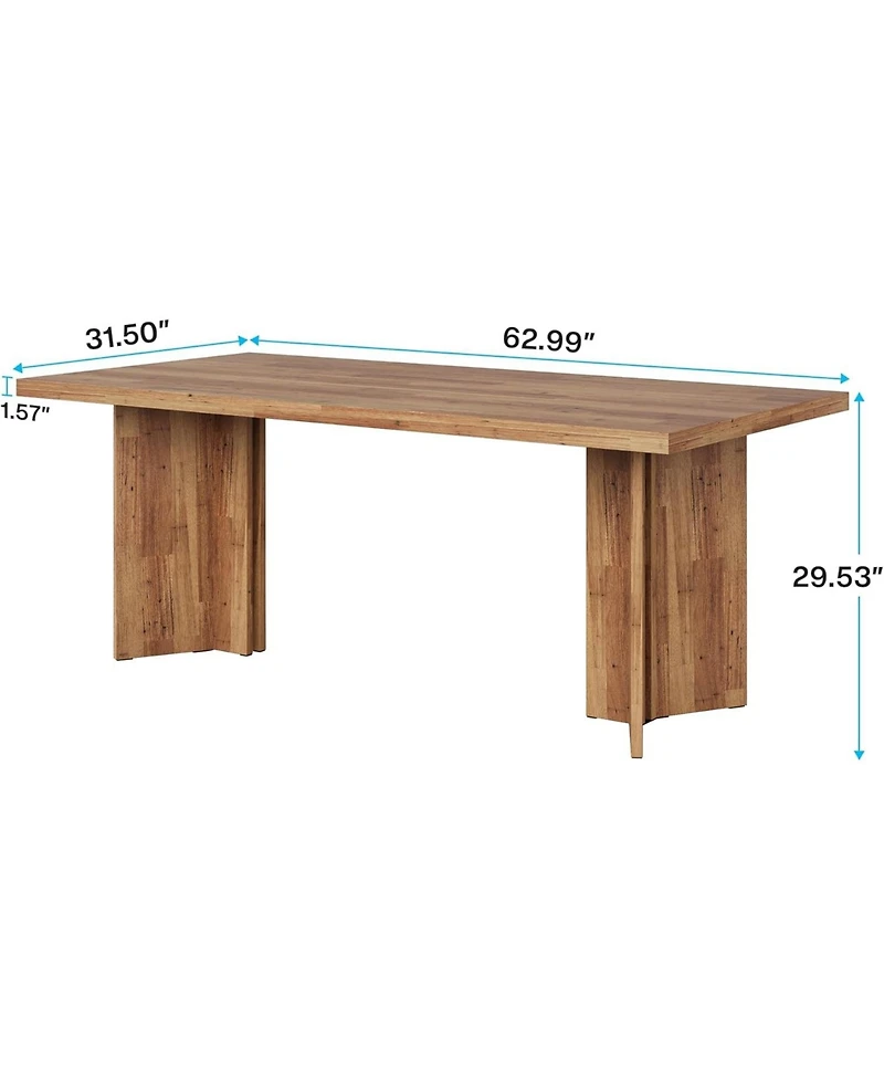 Tribesigns 63-inch Dining Table for 4-6, Farmhouse Kitchen Table with Large Tabletop, Rectangular Dinner Eating Table