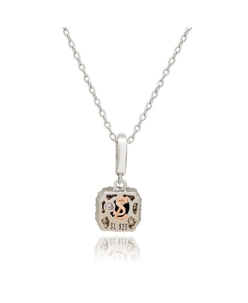 Suzy Levian New York Suzy Levian Sterling Silver Red and White Cubic Zirconia Asscher Cut Pendant