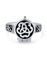 Bling Jewelry Triquetra Irish Celtic Knot Trinity Signet Locket Poison Ring Oxidized .925 Sterling Silver