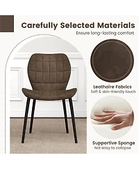 Gymax Dining Chairs Set of w/ Padded Back Metal Legs & 2 Adjustable Foot Pads