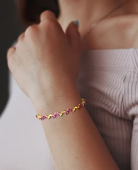 Lab-Created Pink Sapphire & Polished Marquise Link Bracelet (9-1/2 ct. t.w.)