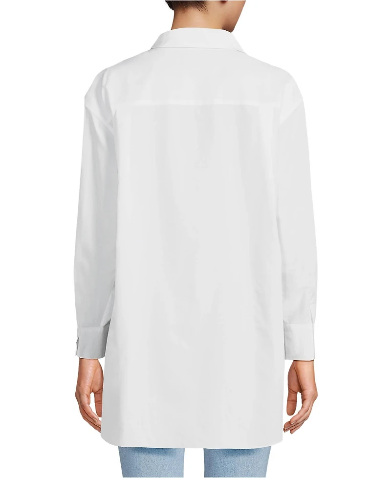 Lands' End Women's No Iron Poplin Extra Long Tunic